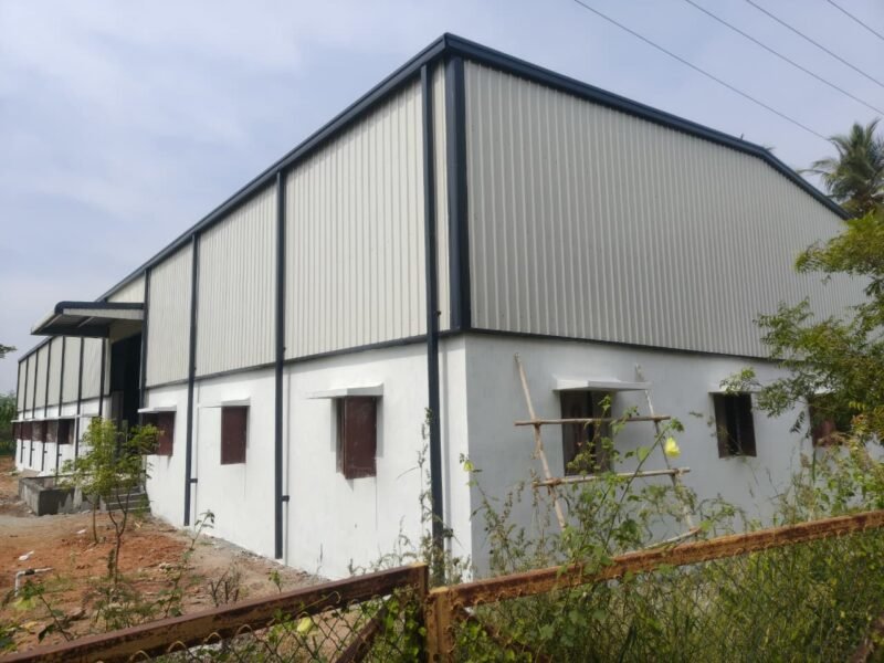 Industrial steel building exterior - Vedha Structures Coimbatore